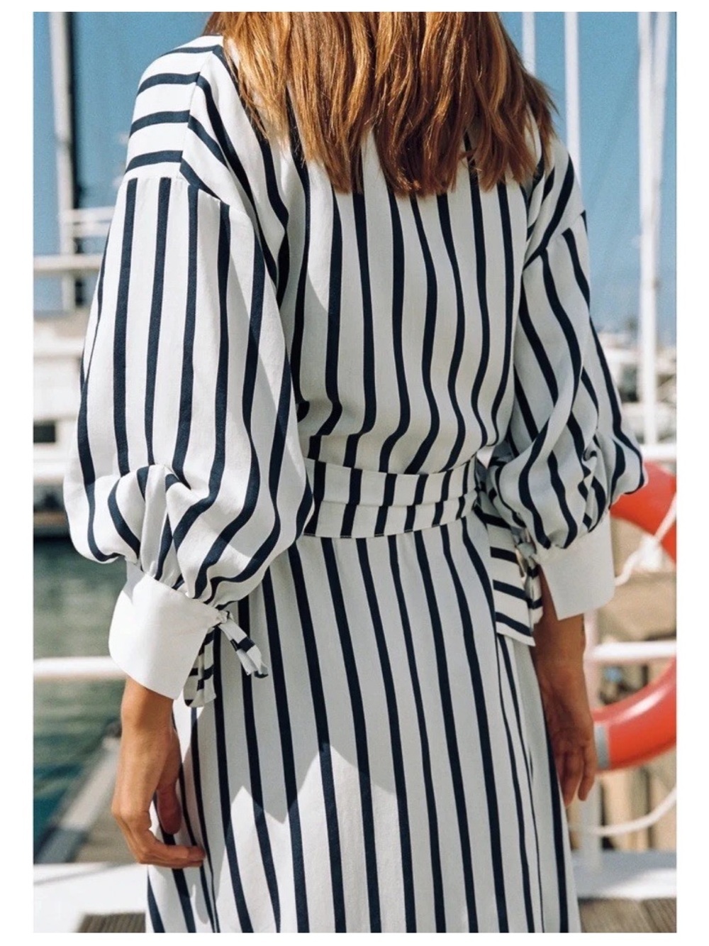 ZARA BELTED STRIPED MIDI DRESS - Picture 10 of 16